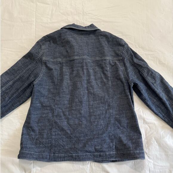 Sag Harbor Sport Hickory Stripe Denim Blouse Red Bandana Trim Womens Size 16 - Picture 9 of 10